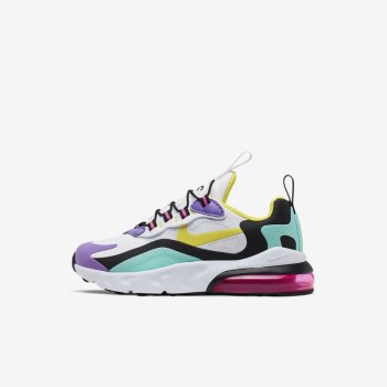 Nike Air Max 270 RT - Fiatalabb Gyerek Utcai Cipő - Fehér/Fekete/Világos Lila/Sárga